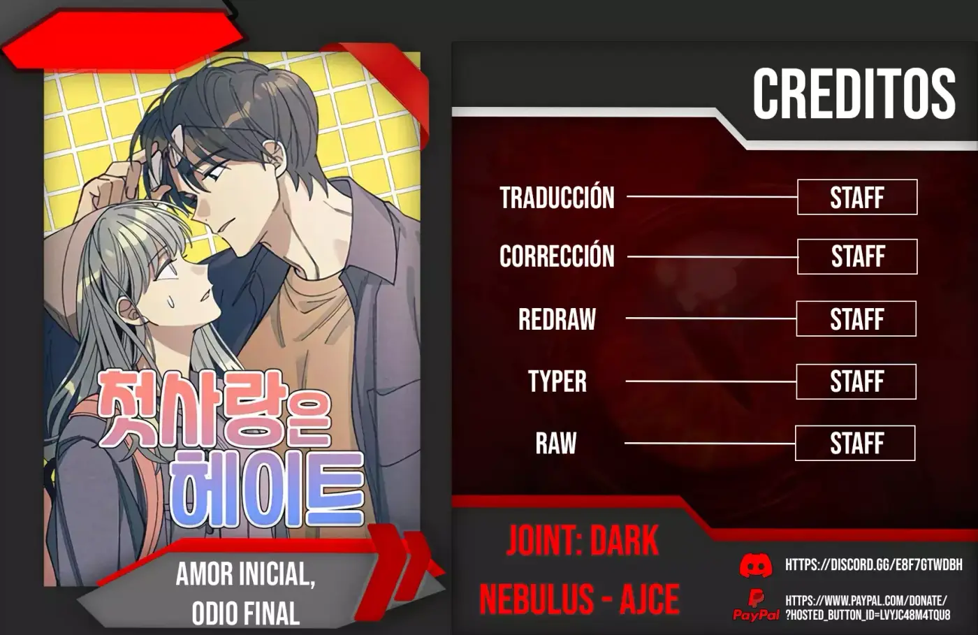 Amor inicial, Odio final capítulo 26, página 1