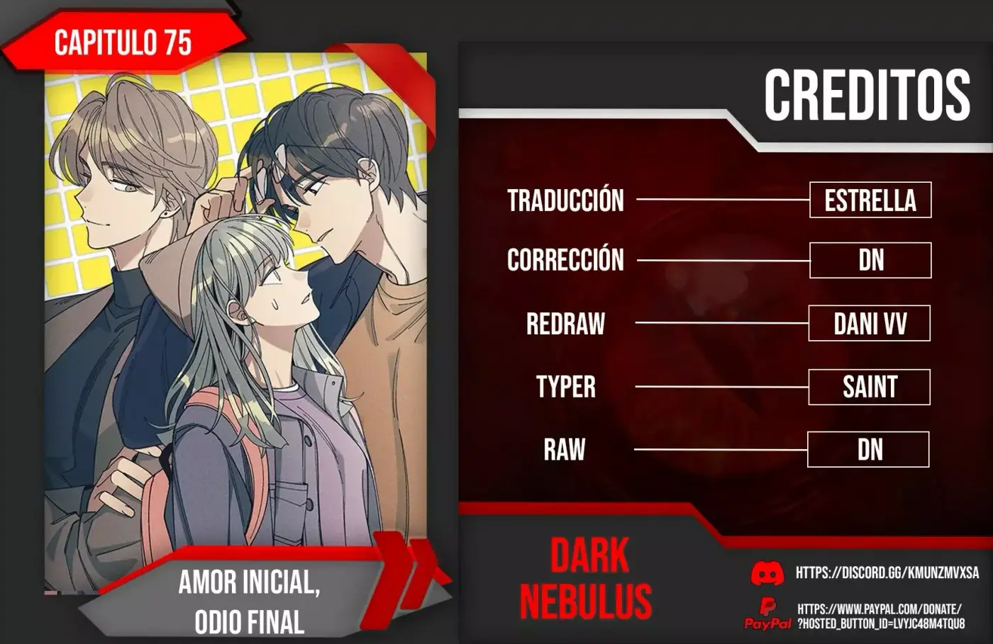 Amor inicial, Odio final capítulo 75, página 1