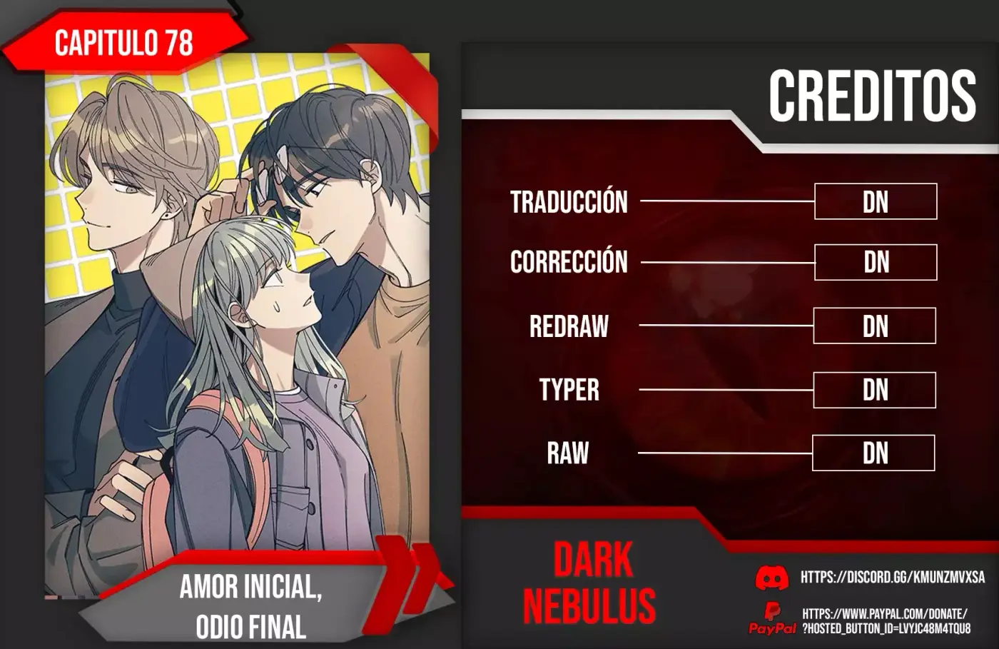 Amor inicial, Odio final capítulo 78, página 1