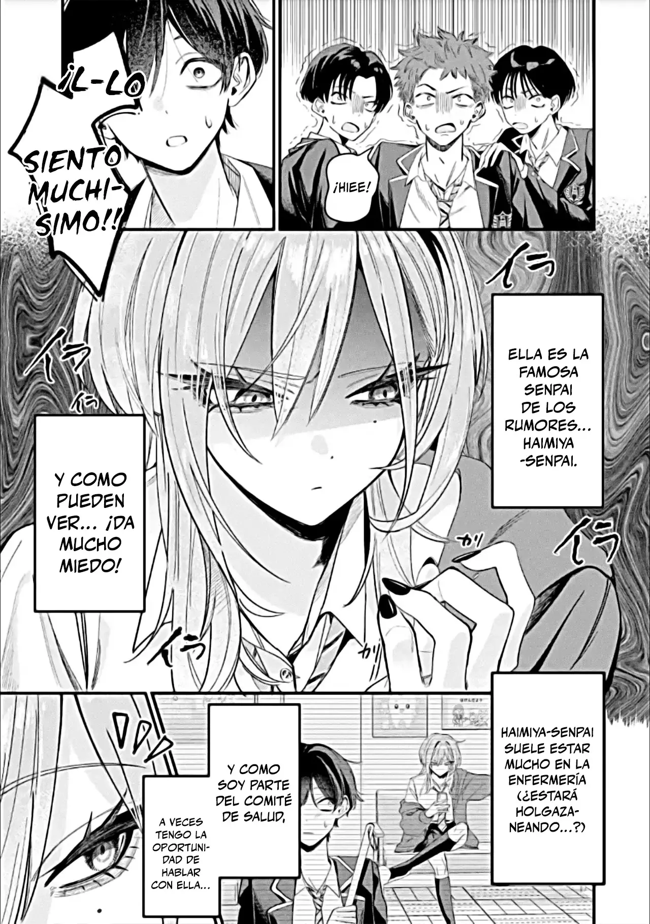 Haimiya-senpai es Aterradora pero Linda capítulo 1, página 3