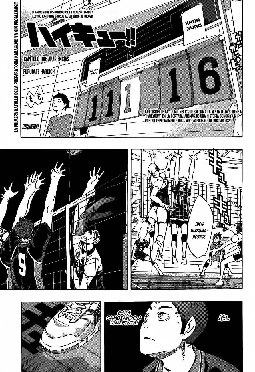 Haikyuu!! capítulo 100, página 1