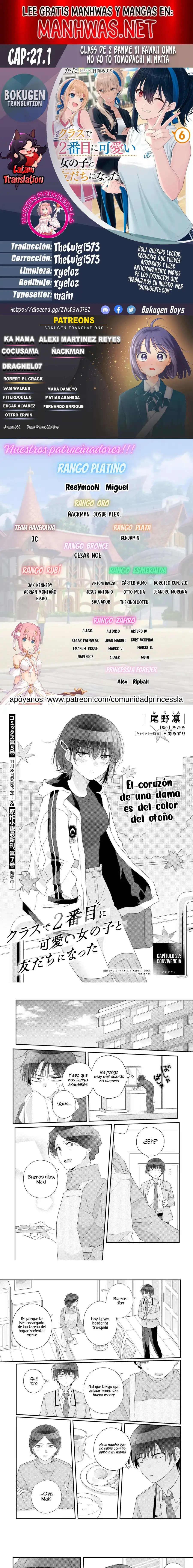Class de 2-banme ni Kawaii Onnanoko to Tomodachi ni Natta capítulo 27.1, página 1