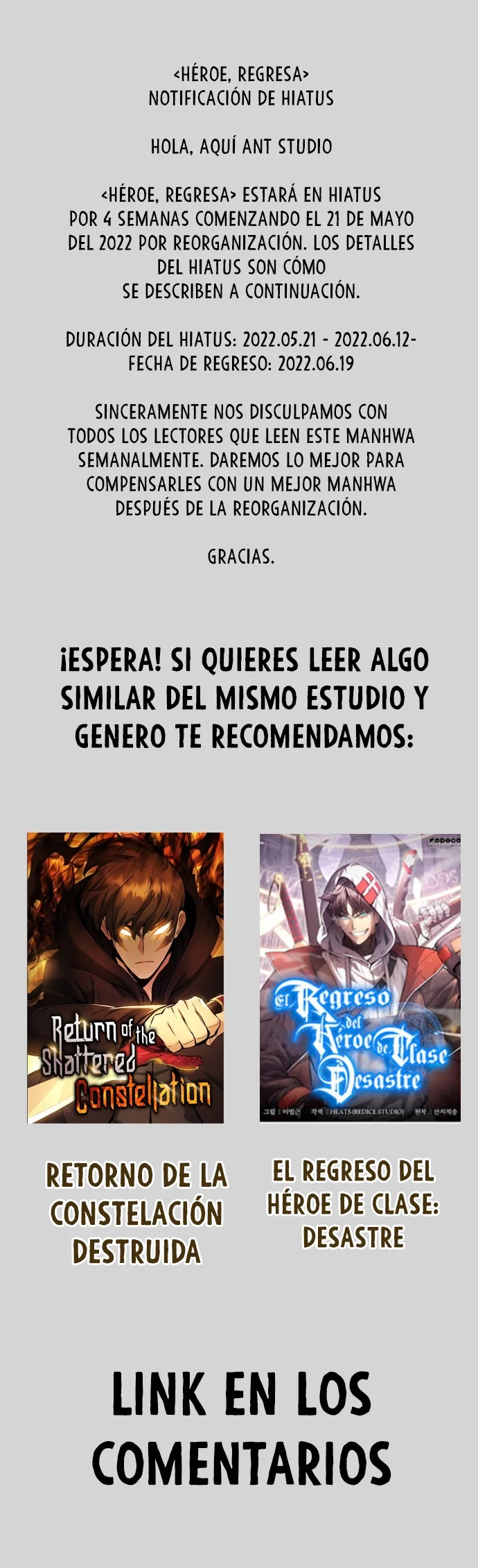 Heroe, regresa capítulo 31.5, página 1